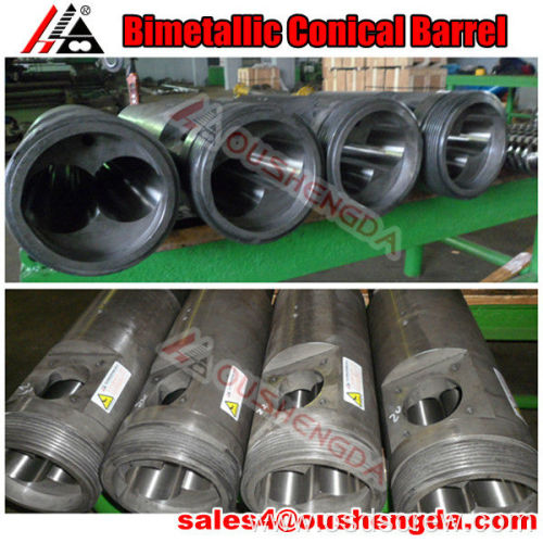 Bimetallic extruder conical twin screw and barrel for PVC pipe